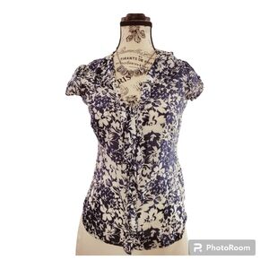 Banana Republic Silk Blend Blue Tones Blouse